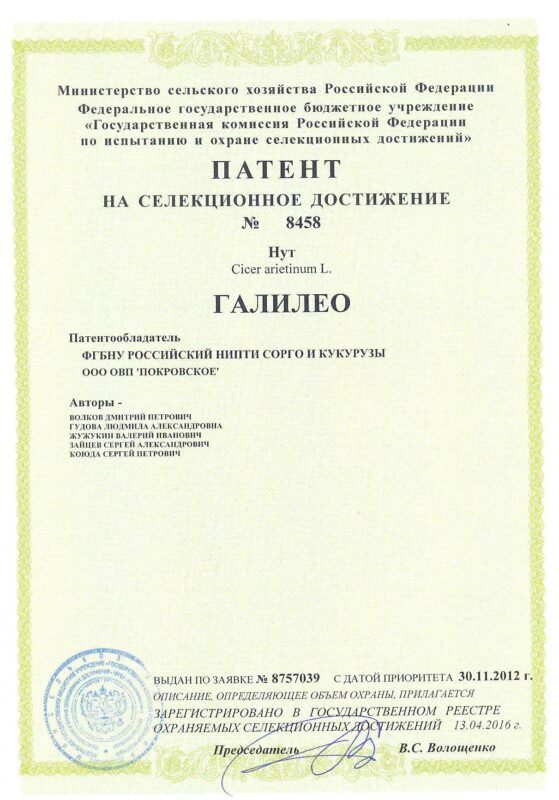 8458 Патент нут Галилео
